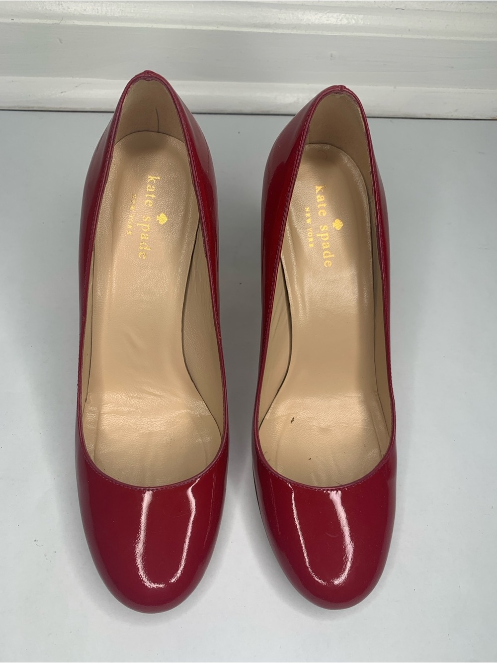 Kate Spade Red Patent Round-Toe Pumps